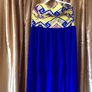 Bright Blue and Yellow Maxi Dress